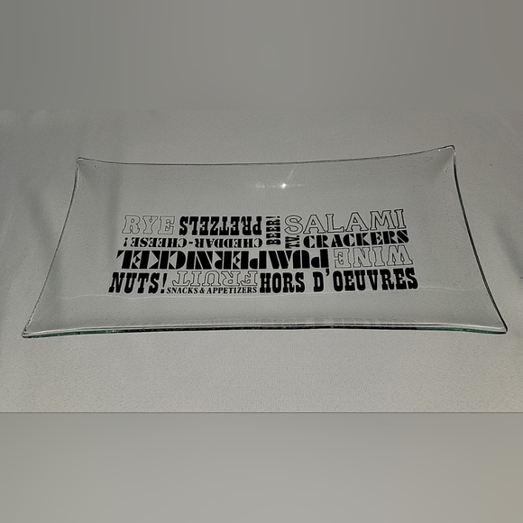 LARGE GLASS SNACK SERVING TRAY - Picture 1 of 5